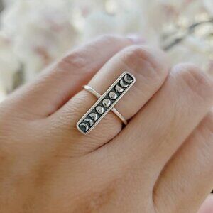 Moon Ring, Sterling Silver Moon Phases Ring, Thin Simple Minimalist Ring, Dainty